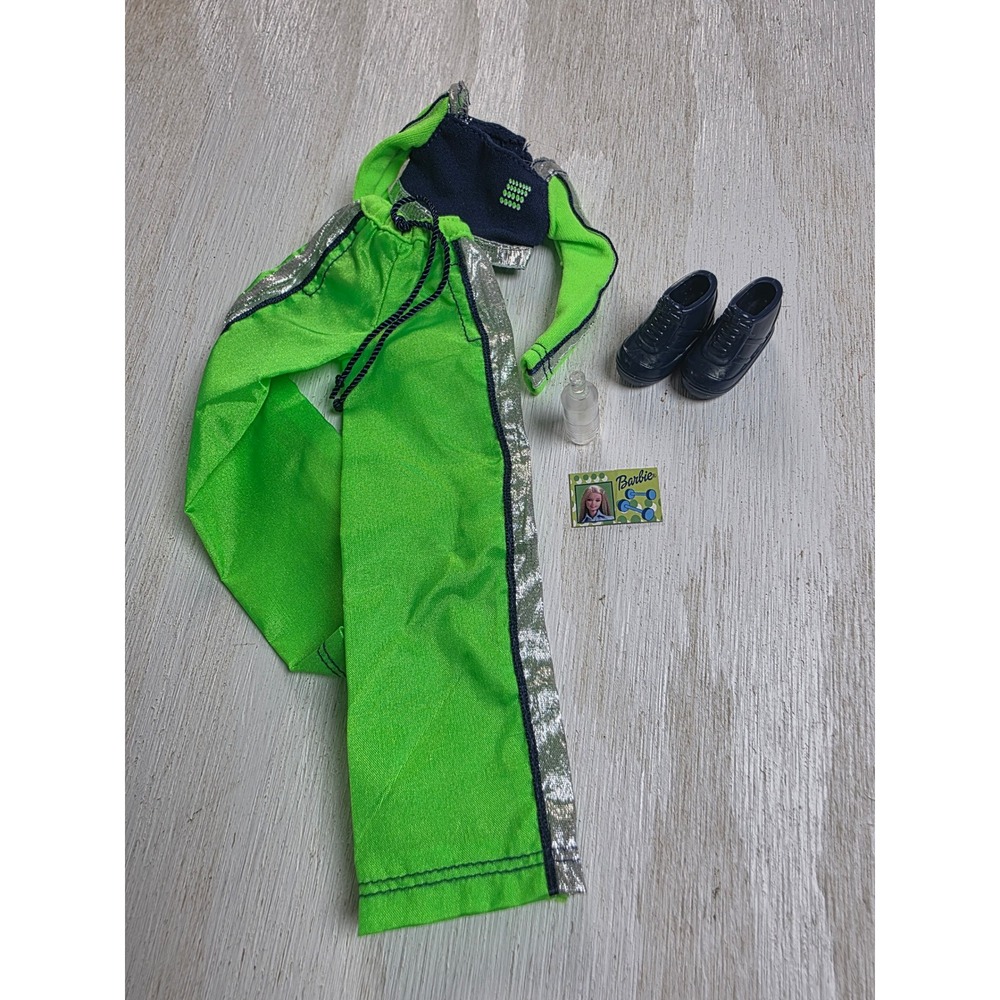 Vintage Barbie Hip Fit Metro Fashion Outfit Neon Green Navy Y2K Tracksuit Shoes